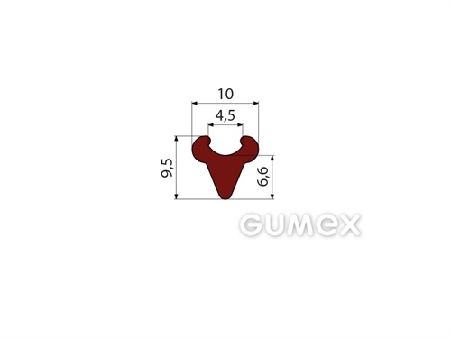 "V" Silikonprofil, 9,5x10mm, 60°ShA, -60°C/+275°C, rotbraun, 